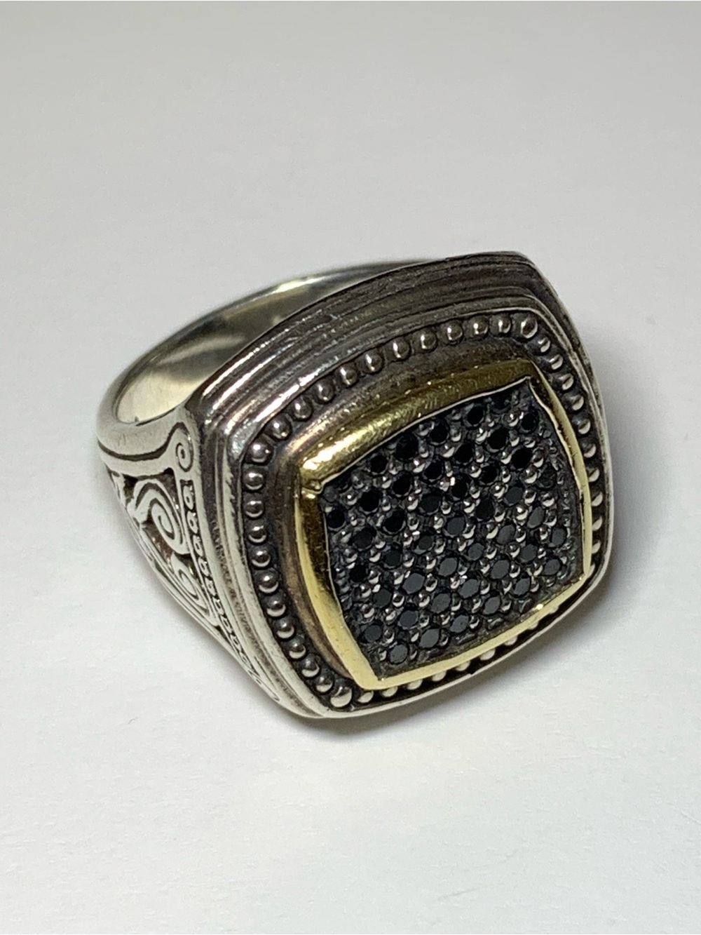 Konstantino Two-Tone Black Diamond Pavé  Ring